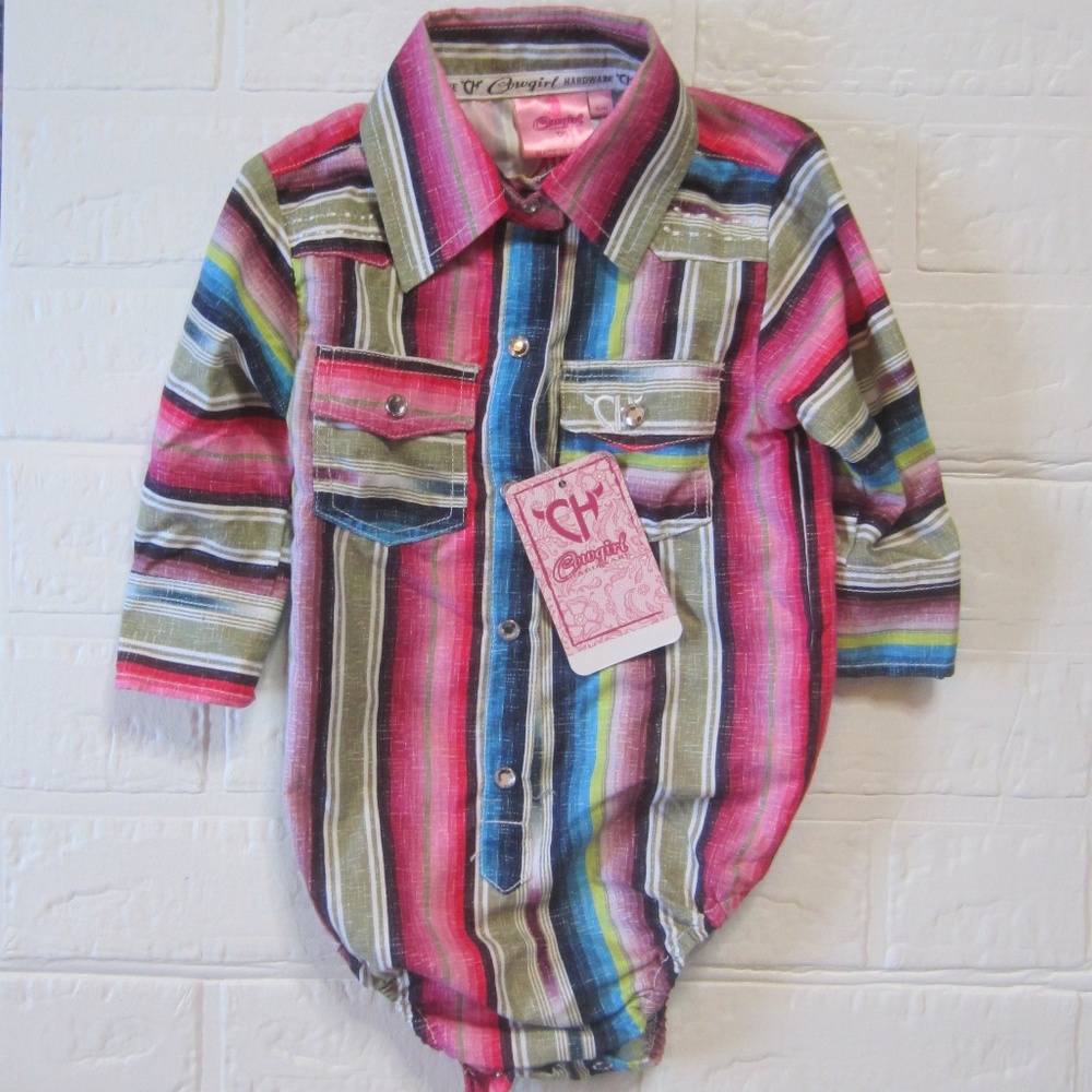 NWT Cowgirl Hardware Infant Blended Serape Snap Onesie -Size 6M